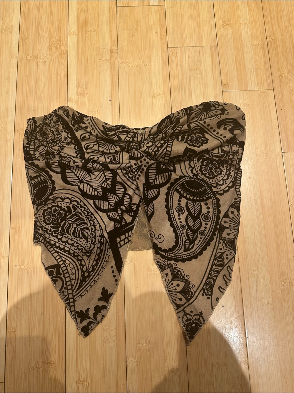 Paisley Bandana-Style Neutral Scarf Top